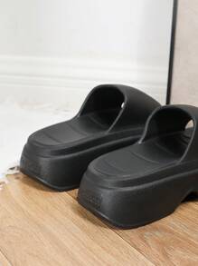 Cuccoo Women's Fashion EVA Thick Sole Comfortable Black Slide Sandals, For Outdoor Wear