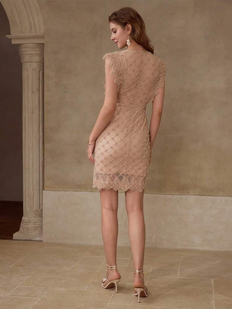 CONTRAST MESH BODYCON DRESS
