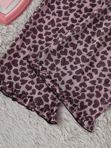 1 pièce Ensemble de pyjama femme sexy avec débardeur à imprimé léopard en forme de cœur et pantalon long