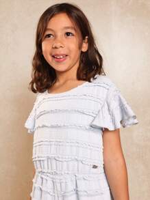 SUMWON Lace Ruffle Playsuit Summer Beach Holiday Romper Flutter Sleeve Kids Party Special Occasion One-Piece Outfit Casual Daytime Girl Wear - Blue - View 4