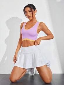 SHEIN Sport Studio Women's Simple Contrast Color Trim Short Sports Tank Top