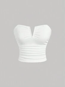 SHEIN MOD Women's White Deep V Neck Ruched Camisole Top,Summer Top,Summer Tops,Beach Outfits For Woman,Going Out Tops Women,Rave Outfits Festival,Mardi Gras,90s Clothes,Western Wear Women,Club Outfits Women Sexy