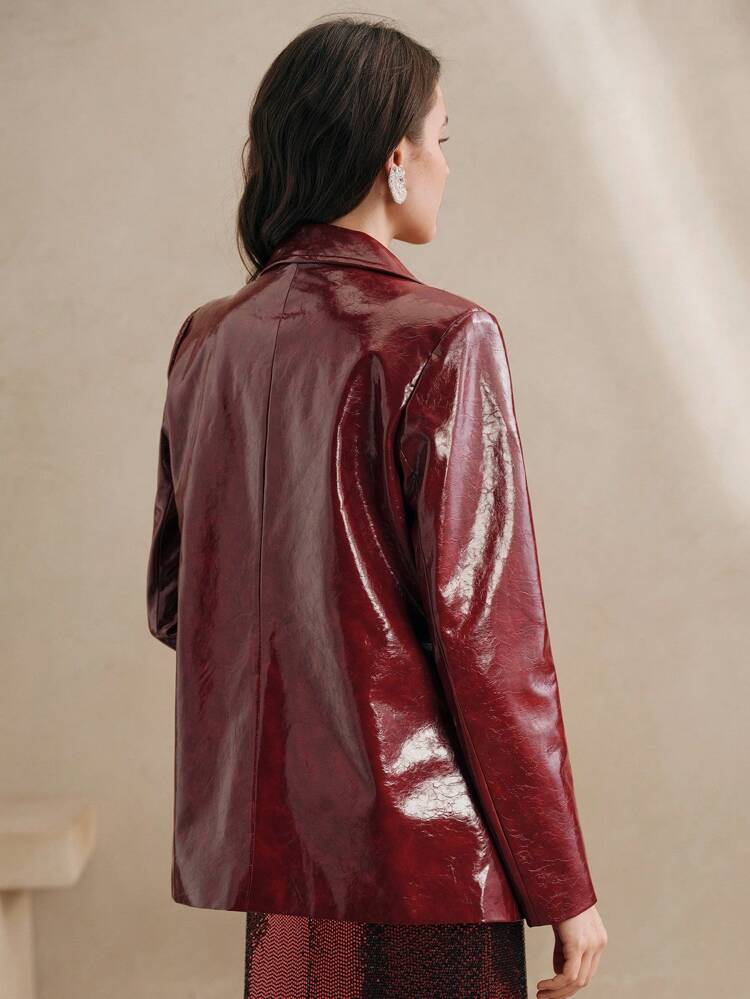 Blazer enrobé à col V pour femmes Ancorra Rouge, convient pour la Saint-Valentin, le Nouvel An et les festivals