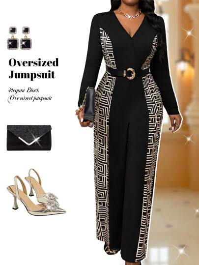 Fleurora 春夏秋冬优雅通勤复古办公室黑色针织叠领直筒长袖大码连体裤冬季女装感恩节女装