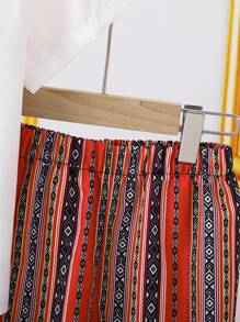 2pcs/Set Young Boys Traditional Floral Print Retro Pattern Woven Stand Collar Shirt And Shorts Set, Affordable, Elegant, Vintage Design, Suitable For Kids Outfits, Back To School, Birthday Parties, Evening Events, Performances, Weddings, Baptisms, School Commencements, Daily Wear, School, Travel, Sports, Spring, Summer - White - View 6