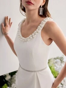 MOTF PREMIUM VESTIDO CON DECORACIÓN DE PERLA ARTIFICIAL