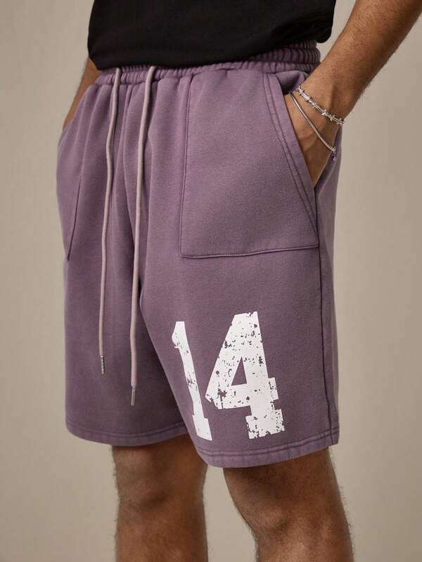 Manfinity VCAY Pantalones cortos casuales de punto con cintura elástica y corte holgado, para uso diario de hombres jóvenes