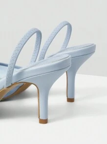 MOTF PREMIUM Spitze Zehen Blumen Detail High Heels, Frühjahrsschuhe, Frühjahrs Party Ostern Ball Absätze - Babyblau - Übersicht 5
