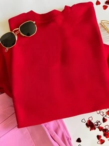 INAWLY Casual Round Neck Sweatshirt With Foaming Love Letter Print, Loose Fit, Spring/Autumn, Valentine's Day Gift Graduation,Back To School Outfits,Graduation,Teacher Outfits For Women,Back To School