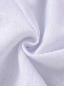 SHEIN Bộ đồ liền thân hình tam giác in họa tiết bướm hoạt hình dễ thương và chữ nhiều màu sắc cho bé gái tay ngắn - trắng - Xem 4