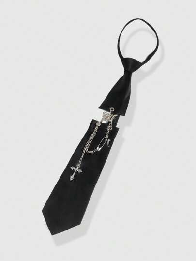 Grunge Punk 1pc Punk Style Butterfly, Paperclip, Cross Detachable Lady Shirt Collar, Necktie