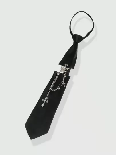 ROMWE Grunge Punk 1pc Punk Style Butterfly, Paperclip, Cross Detachable Lady Shirt Collar, Necktie