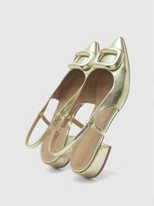 CUCCOO BIZCHIC 女士纯色尖头简约平底鞋，休闲日常穿着 - 金色 - 查看 6