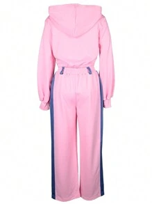 2pcs/Set Women Hoodie Top And Trousers Casual Outfit, Simple And Fashionable For Everyday Wear Fall Cloth For Women - Multicolor - View 2