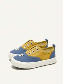 熊猫双色可爱时尚一脚蹬百搭四季休闲帆布硫化鞋，婴儿运动鞋 - 黃色 - 查看 1