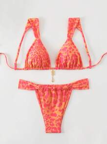 SHEIN Swim 2025 Spring Break Women Summer Beach Vacation Random Floral Print Bikini Set - Multicolor - View 3