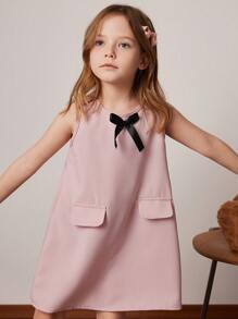 PrepCrw Young Girls' Collared Sleeveless Woven Dress, Pink