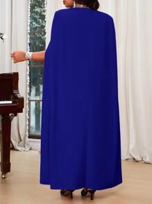 Fleurora Autumn And Winter Elegant Party Wedding Red Knitted Sweetheart Straight Cloak Sleeve Long Plus Size Dresses