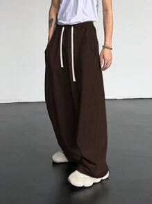 Manfinity Hypemode Pantalon de survêtement ample pour hommes avec cordon de serrage à la taille et poches en biais
