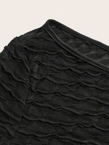 SHEIN MOD Women's Casual Solid Color Knitted Asymmetrical Neck Flare Sleeve Slim Asymmetrical Hem Top