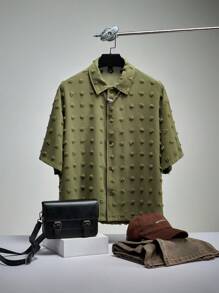 Forever 21 Camicia boxy oversize e accorciata da uomo in jacquard geometrico verde