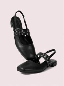 CUCCOO DOLLMOD Women's Black Square Toe Flat Sandals, Bowknot Ankle Strap Design, Vacation & Casual Style - Black - View 9
