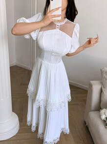 Modelyn 女士简约休闲短裙，时尚日常穿着 - 白色 - 查看 5