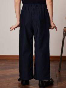 PrepCrw Young Girls' Blue Waisted With Elastic Waist Pants, Spring & Summer - Blue - View 2