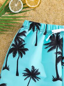 SHEIN Leap Crew 青少年宽松休闲编织足球印花游泳短裤