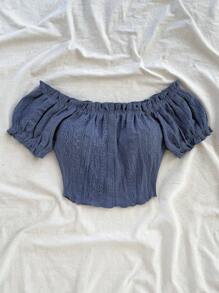 Soleia 波西米亚风、浪漫花卉、度假、花卉图案7月4日服装上衣、度假上衣、串珠上衣、派对上衣、背心、7月4日女士性感露脐上衣、夏季露肩弹力露脐T恤、短袖百搭上衣、夏季、度假、女士度假装、女士户外上衣、露肩上衣 - 寶藍色 - 查看 6