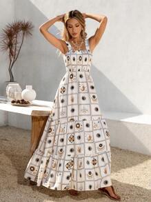 SHEIN VCAY Women Casual Long Dress, Simple And Fashionable For Daily Wear - Black and White - View 7