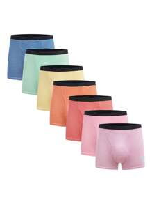 7pcs Milky Silk Striped Casual Waistband Underwear For Teenage Boys