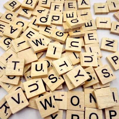 SHEIN 100/200 viên gạch chữ gỗ, chữ Scrabble để làm đồ thủ công, đồ trang trí quà tặng bằng gỗ tự làm, làm đế lót ly chữ cái và trò chơi ô chữ Scrabble