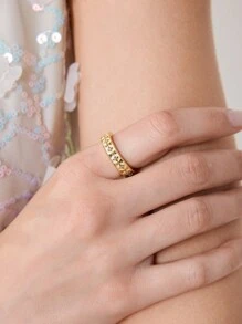 MOTF PREMIUM Anillo abierto texturizado enchapado en oro de 18K
