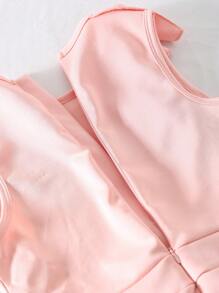 Preadolescente Niñas Elegante Casual Mono Ajustado de Cintura Alta de unicolor sin Mangas con Cuello de Volantes, Verano, Rosa