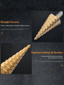 1PC HSS Step Cone Drill Bits Set, Hex Shank Step Drill (3-12/4-20/4-32mm) Titanium Bit Hole Cutter For DIY Wood, Metal, Stainless Steel, Sheet Metal - Yellow - View 6