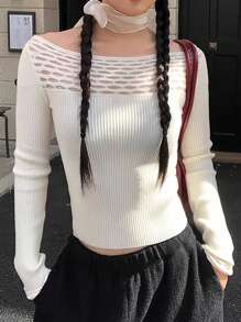 Chiquease New Slim-Fit Sexy Vintage High-End Cozy Knitted Pullover Long Sleeve Sweater For Women, Spring/Autumn Fall Winter - White - View 6