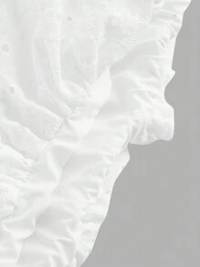 SHEIN MOD 大码女式松紧腰短款泡泡裙，带刺绣和烧花