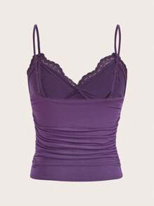 Sweetina Contrast Lace Bow Front Y2k Cami Top