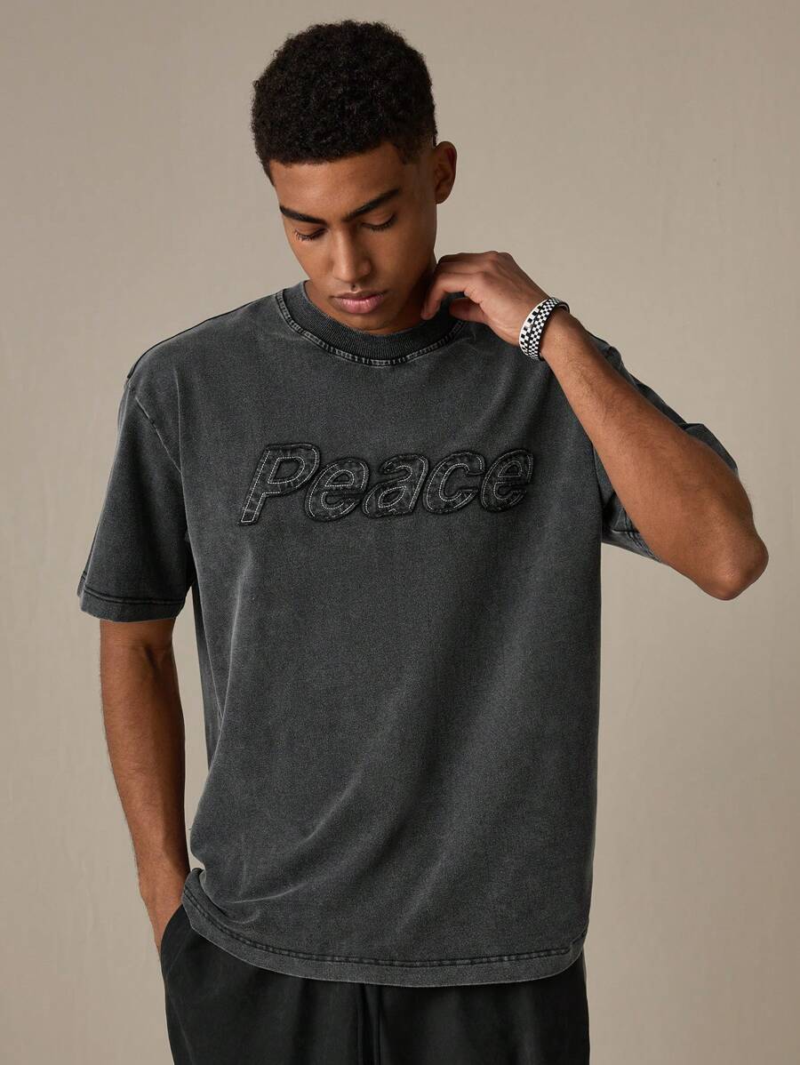 Manfinity VCAY Men's Knit Casual Loose Fit Short Sleeve T-Shirt - Dark Grey - View 1