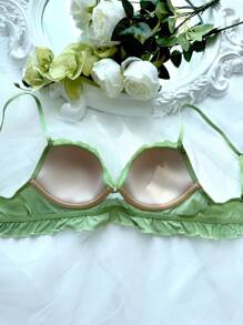 Esselle 女士纯色褶皱高腰无钢圈文胸 - 綠色 - 查看 2