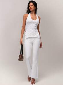 Forever 21 Women Turtleneck Solid Color Casual Knit Sweater, Fashionable For Daily Wear - White - View 4