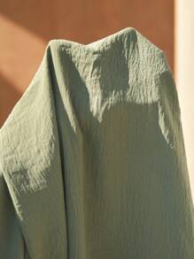 Manfinity VCAY 2pcs/Set Men's Casual Everyday Solid Color Loose-Fit Short Sleeve Shirt & Elastic Waist Straight Leg Pants Set - Green - View 5