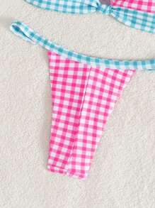 Swim Mod Conjunto de bikini de colores en bloque retro, cuadros, lindo y divertido para vacaciones de verano en la playa para mujer - Multicolor - Ver 3
