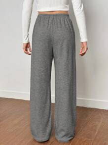 SHEIN Adolescentă, gri, lejer, pantaloni tricotati largi pentru primăvară, vară, toamnă și iarnă, îmbrăcăminte pentru casă