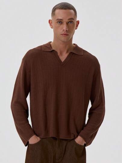 Musero V Neck Collared Knit Jumper