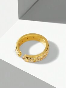 MOTF PREMIUM Anillo abierto texturizado enchapado en oro de 18K