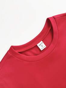 SHEIN Teen Boy Letter Print Round Neck Short Sleeve T-Shirt And Shorts Set