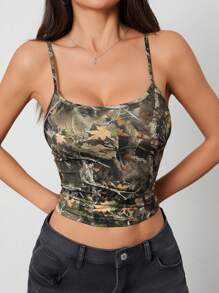 SHEIN PETITE Printed Casual Cami Top For Everyday Wear, Minimalist & Fashionable