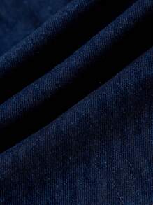 SHEIN MOD Top court en jean bleu avec insertion en dentelle, coupe ajustée et bretelles pour femmes